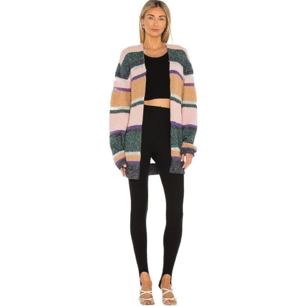 Veronica Beard Elizabeth Striped Cardigan Sweater Knit Cotton Wool Cashmere